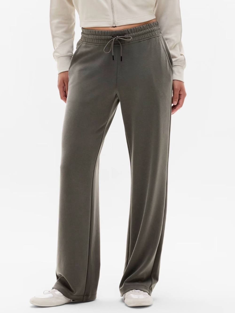 Athleta gray Wide-Leg Drawstring Pants size M